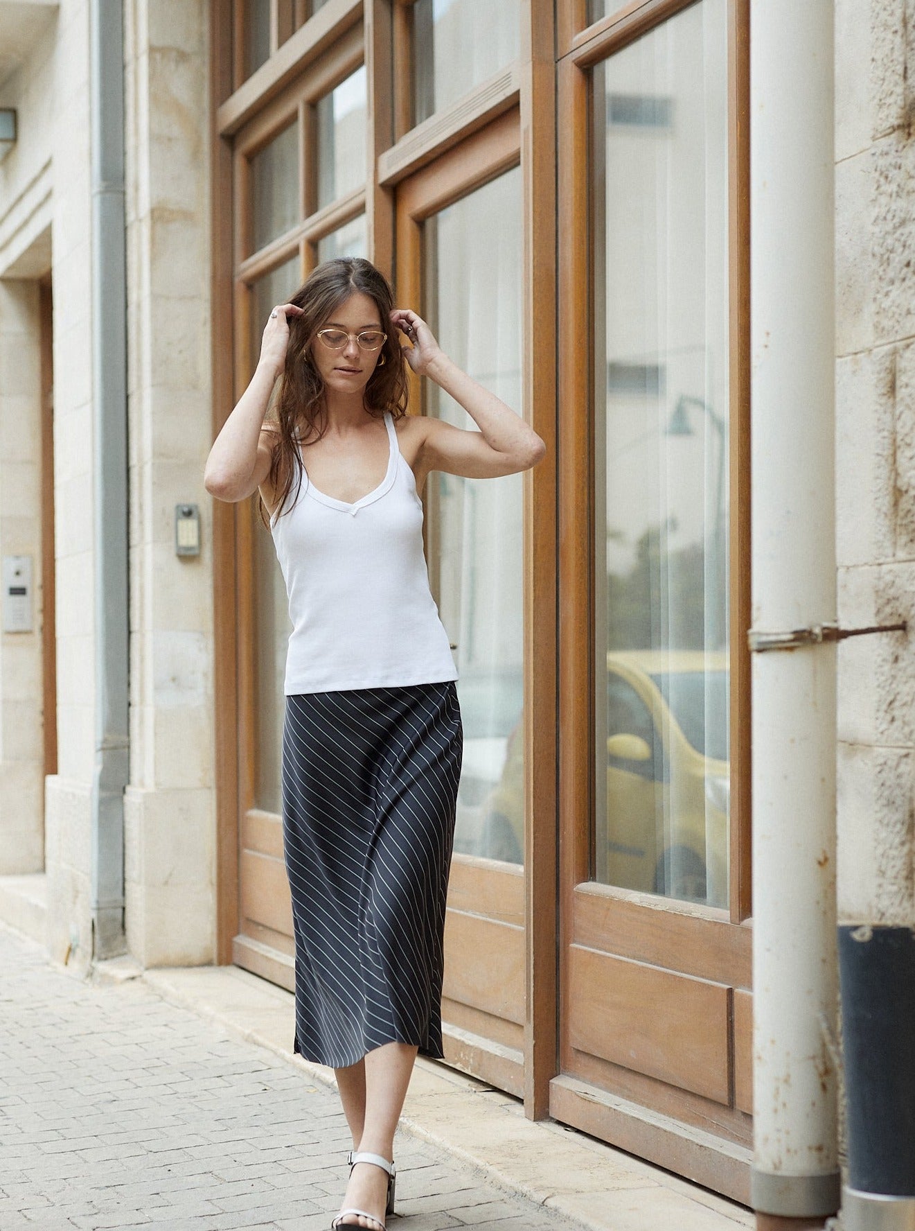 STRIPED SKIRT BLACK