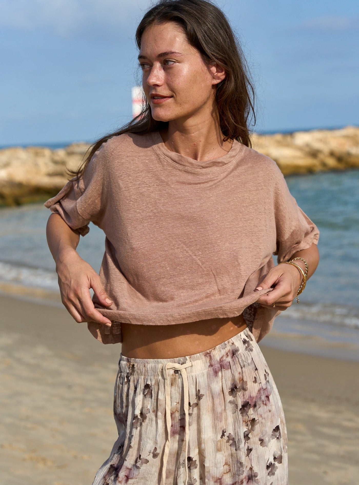 CROP LINEN MOCHA