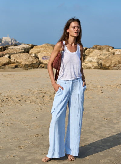 LINEN PANTS SKY