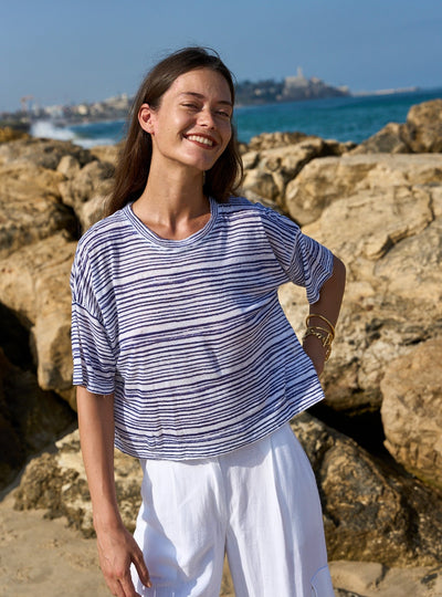 CROP LINEN STRIPED