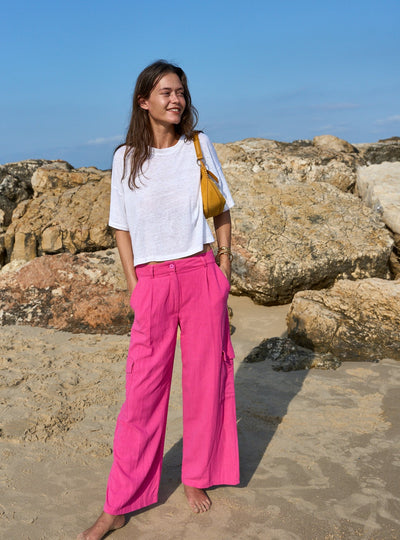 LINEN PANTS FUCHSIA