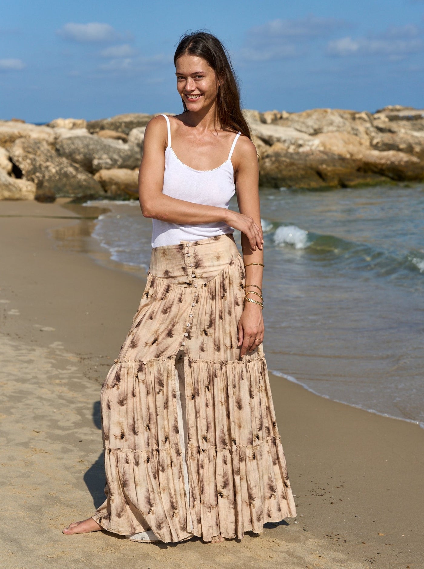 BOHO MAXI SKIRT STONE