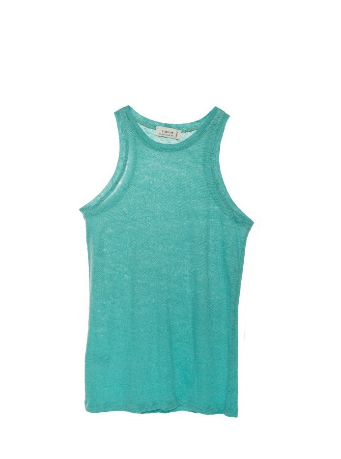 S LINEN TANK GREEN