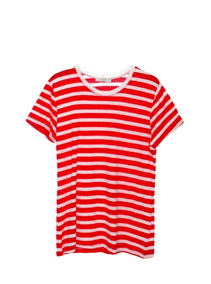 STRIPED LINEN U RED