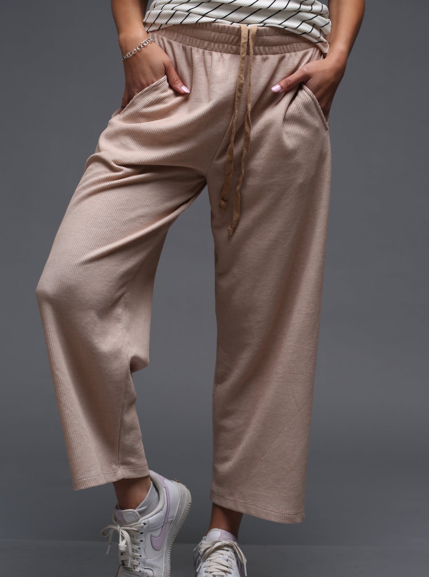 WAFFLE WASH PANTS BEIGE