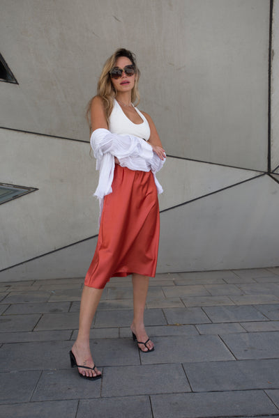 SILKY SKIRT  BRICK